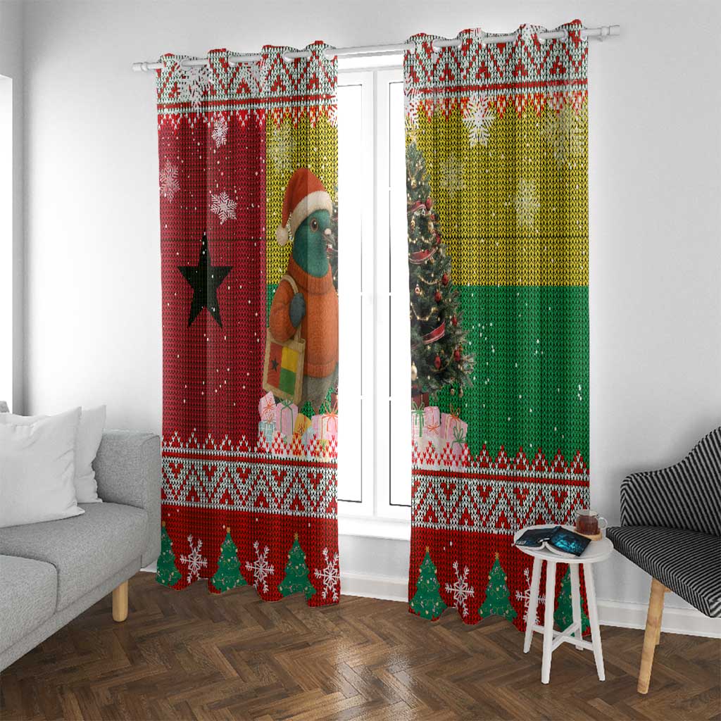 Guinea Bissau Christmas Window Curtain with Santa Penguin Christmas Tree and Red Green Yellow Snowflake - Wonder Print Shop