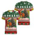 Guinea Bissau Christmas Women V-Neck T-Shirt with Santa Penguin Christmas Tree and Red Green Yellow Snowflake - Wonder Print Shop