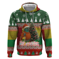 Guinea Bissau Christmas Zip Hoodie with Santa Penguin Christmas Tree and Red Green Yellow Snowflake - Wonder Print Shop