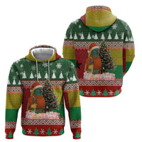 Guinea Bissau Christmas Zip Hoodie with Santa Penguin Christmas Tree and Red Green Yellow Snowflake - Wonder Print Shop