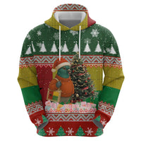 Guinea Bissau Christmas Zip Hoodie with Santa Penguin Christmas Tree and Red Green Yellow Snowflake - Wonder Print Shop