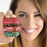 Guinea Bissau Christmas AirPods Case with Santa Sleigh Reindeer Forest and National Flag Design - Wonder Print Shop