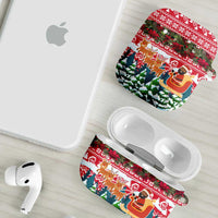 Guinea Bissau Christmas AirPods Case with Santa Sleigh Reindeer Forest and National Flag Design - Wonder Print Shop
