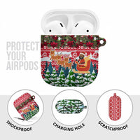Guinea Bissau Christmas AirPods Case with Santa Sleigh Reindeer Forest and National Flag Design - Wonder Print Shop