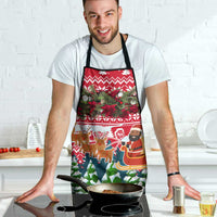 Guinea Bissau Christmas Apron with Santa Sleigh Reindeer Forest and National Flag Design - Wonder Print Shop