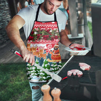 Guinea Bissau Christmas Apron with Santa Sleigh Reindeer Forest and National Flag Design - Wonder Print Shop