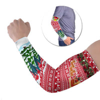 Guinea Bissau Christmas Arm Sleeves with Santa Sleigh Reindeer Forest and National Flag Design - Wonder Print Shop
