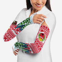 Guinea Bissau Christmas Arm Sleeves with Santa Sleigh Reindeer Forest and National Flag Design - Wonder Print Shop