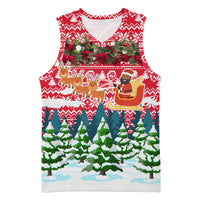 Guinea Bissau Christmas Basketball Jersey with Santa Sleigh Reindeer Forest and National Flag Design - Wonder Print Shop
