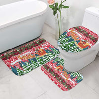 Guinea Bissau Christmas Bathroom Set with Santa Sleigh Reindeer Forest and National Flag Design - Wonder Print Shop