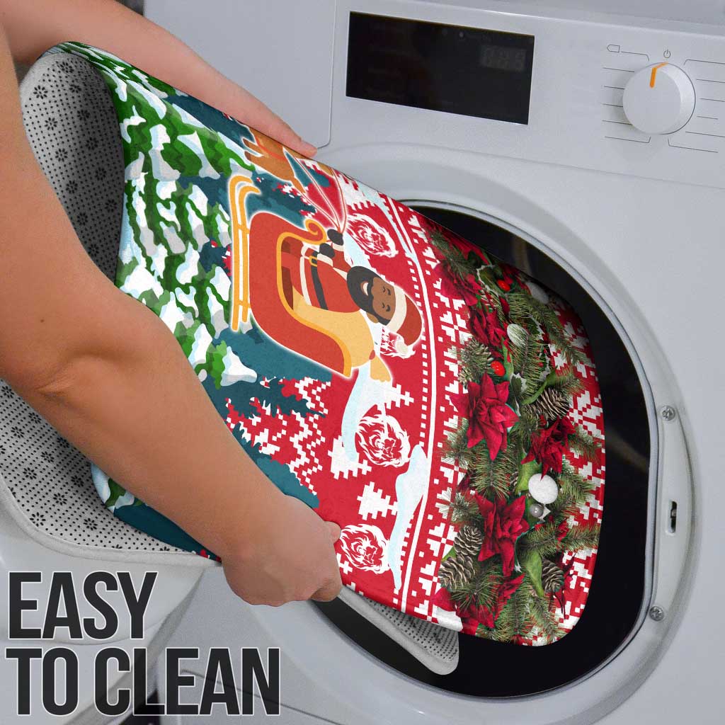 Guinea Bissau Christmas Bathroom Set with Santa Sleigh Reindeer Forest and National Flag Design - Wonder Print Shop