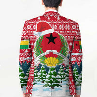 Guinea Bissau Christmas Blazer with Santa Sleigh Reindeer Forest and National Flag Design - Wonder Print Shop