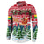 Guinea Bissau Christmas Button Sweatshirt with Santa Sleigh Reindeer Forest and National Flag Design - Wonder Print Shop