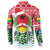 Guinea Bissau Christmas Button Sweatshirt with Santa Sleigh Reindeer Forest and National Flag Design - Wonder Print Shop