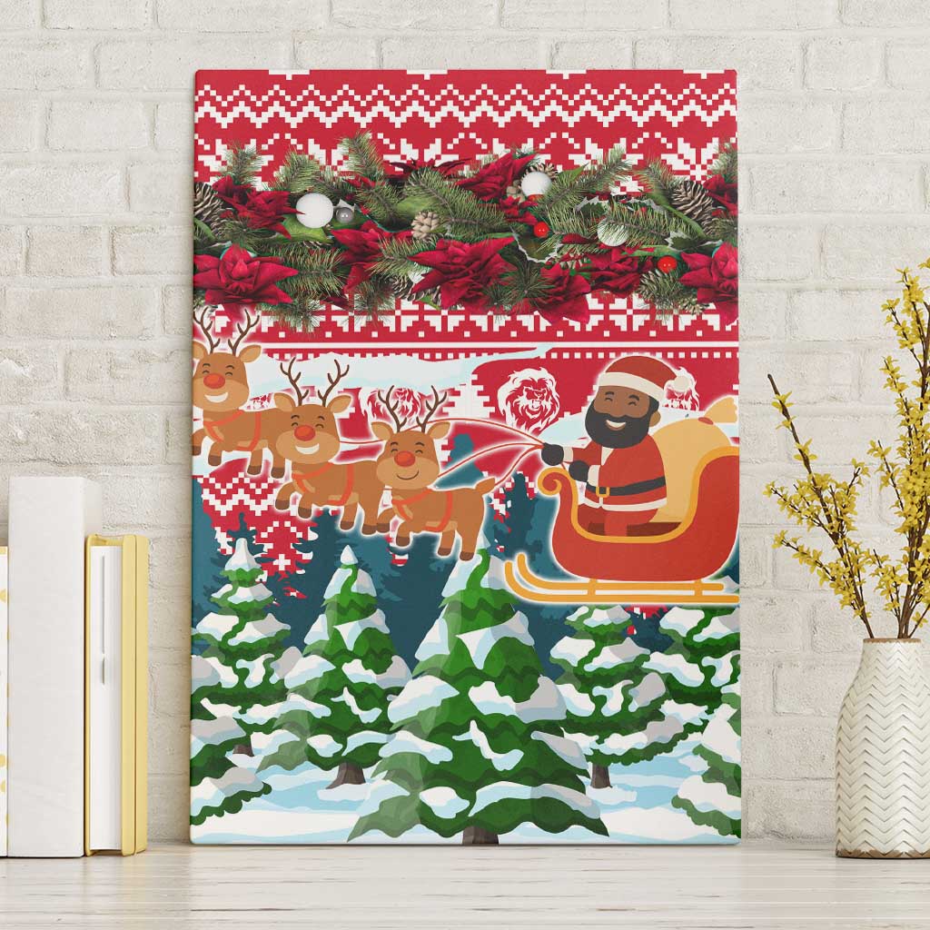 Guinea Bissau Christmas Canvas Wall Art with Santa Sleigh Reindeer Forest and National Flag Design - Wonder Print Shop