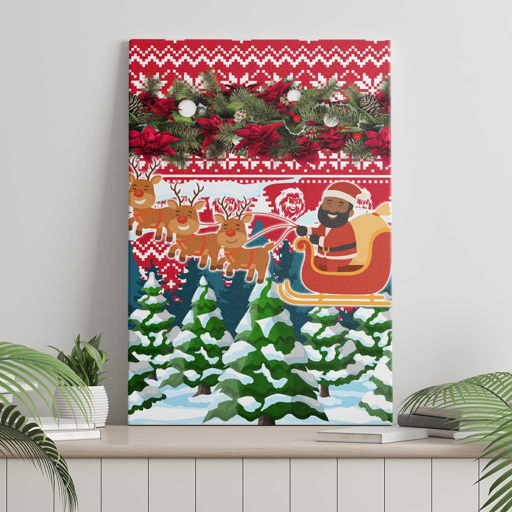 Guinea Bissau Christmas Canvas Wall Art with Santa Sleigh Reindeer Forest and National Flag Design - Wonder Print Shop