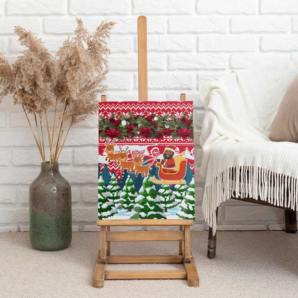 Guinea Bissau Christmas Canvas Wall Art with Santa Sleigh Reindeer Forest and National Flag Design - Wonder Print Shop