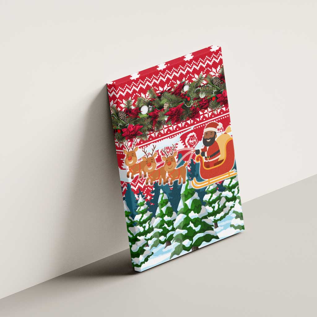 Guinea Bissau Christmas Canvas Wall Art with Santa Sleigh Reindeer Forest and National Flag Design - Wonder Print Shop