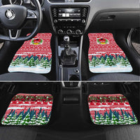 Guinea Bissau Christmas Car Mats with Santa Sleigh Reindeer Forest and National Flag Design - Wonder Print Shop