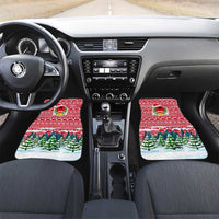 Guinea Bissau Christmas Car Mats with Santa Sleigh Reindeer Forest and National Flag Design - Wonder Print Shop
