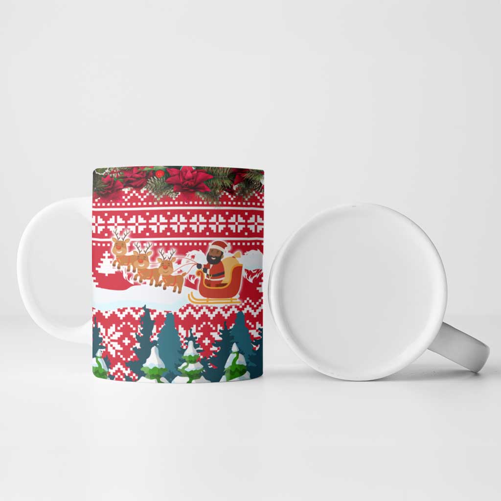 Guinea Bissau Christmas Ceramic Mug with Santa Sleigh Reindeer Forest and National Flag Design - Wonder Print Shop