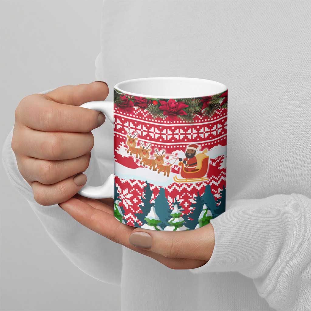 Guinea Bissau Christmas Ceramic Mug with Santa Sleigh Reindeer Forest and National Flag Design - Wonder Print Shop