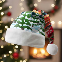 Guinea Bissau Christmas Santa Hat with Santa Sleigh Reindeer Forest and National Flag Design - Wonder Print Shop