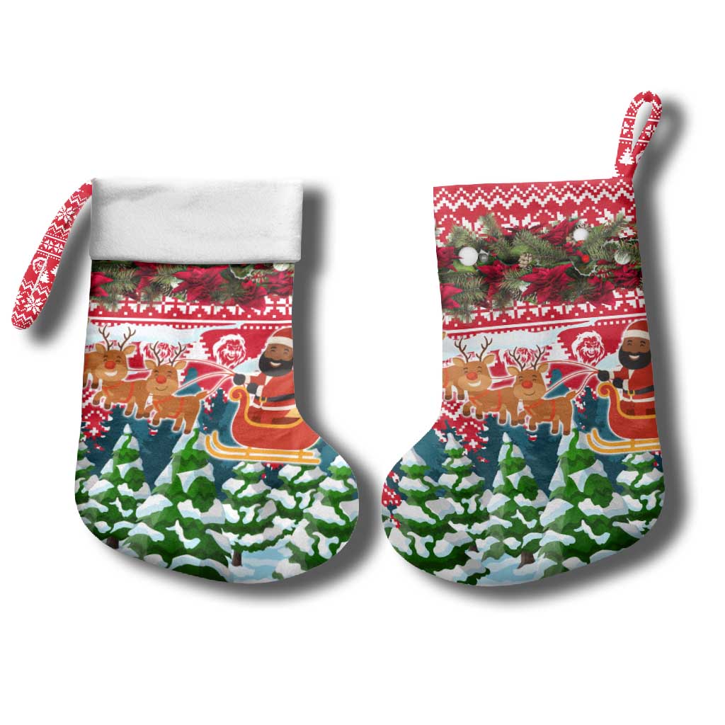 Guinea Bissau Christmas Stocking with Santa Sleigh Reindeer Forest and National Flag Design - Wonder Print Shop