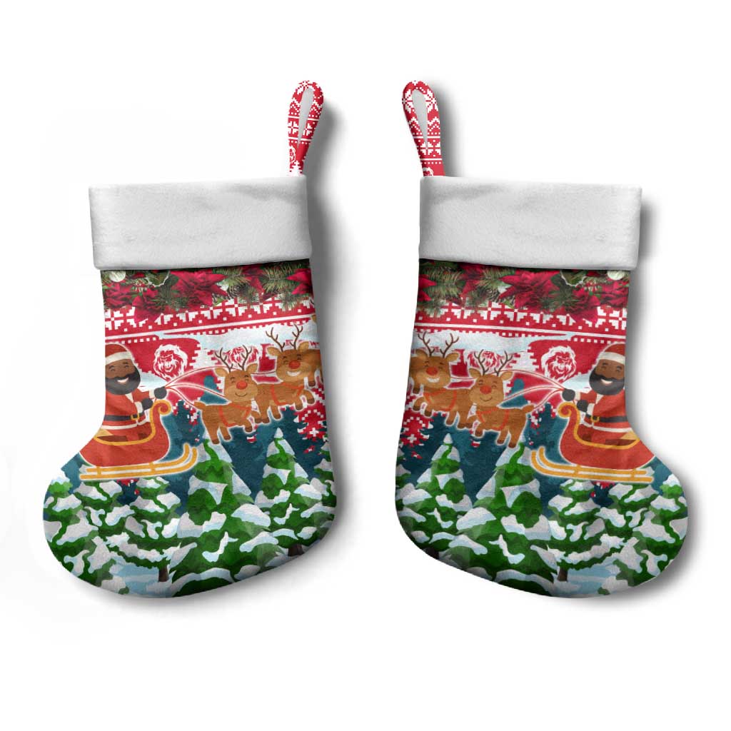 Guinea Bissau Christmas Stocking with Santa Sleigh Reindeer Forest and National Flag Design - Wonder Print Shop