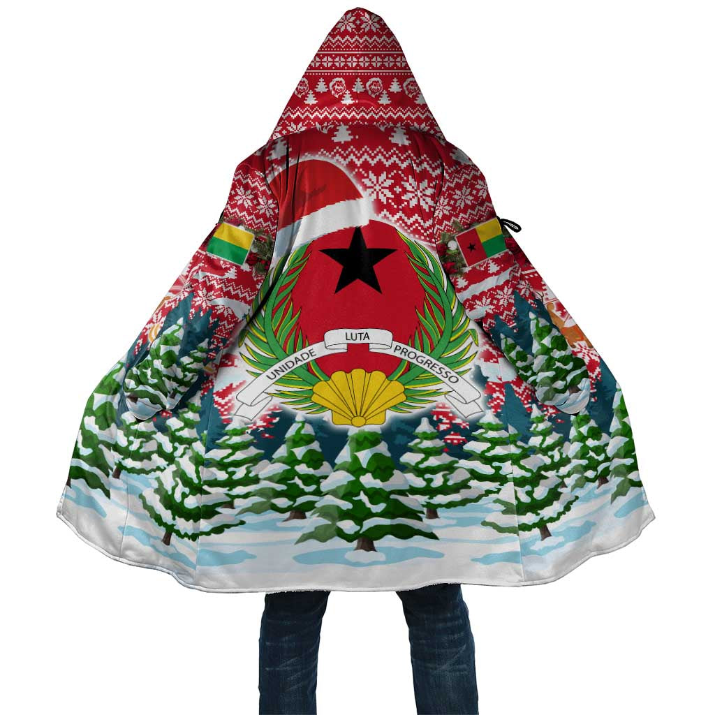 Guinea Bissau Christmas Cloak with Santa Sleigh Reindeer Forest and National Flag Design - Wonder Print Shop