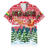 Guinea Bissau Christmas Family Matching Mermaid Dress and Hawaiian Shirt with Santa Sleigh Reindeer Forest and National Flag Design - Wonder Print Shop