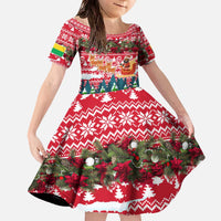 Guinea Bissau Christmas Family Matching Off The Shoulder Long Sleeve Dress and Hawaiian Shirt with Santa Sleigh Reindeer Forest and National Flag Design - Wonder Print Shop
