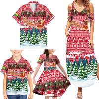 Guinea Bissau Christmas Family Matching Summer Maxi Dress and Hawaiian Shirt with Santa Sleigh Reindeer Forest and National Flag Design - Wonder Print Shop