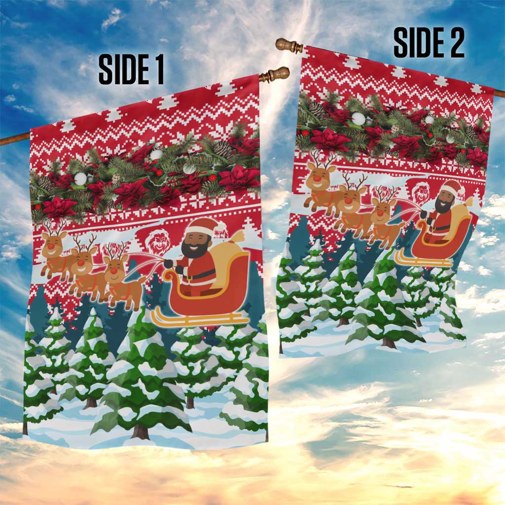 Guinea Bissau Christmas Garden Flag with Santa Sleigh Reindeer Forest and National Flag Design - Wonder Print Shop
