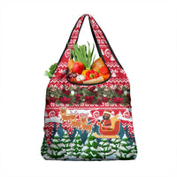 Guinea Bissau Christmas Grocery Bag with Santa Sleigh Reindeer Forest and National Flag Design - Wonder Print Shop