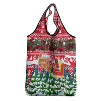 Guinea Bissau Christmas Grocery Bag with Santa Sleigh Reindeer Forest and National Flag Design - Wonder Print Shop