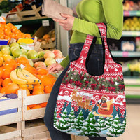 Guinea Bissau Christmas Grocery Bag with Santa Sleigh Reindeer Forest and National Flag Design - Wonder Print Shop
