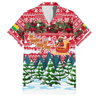 Guinea Bissau Christmas Hawaiian Shirt with Santa Sleigh Reindeer Forest and National Flag Design - Wonder Print Shop