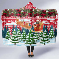 Guinea Bissau Christmas Hooded Blanket with Santa Sleigh Reindeer Forest and National Flag Design - Wonder Print Shop