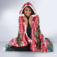 Guinea Bissau Christmas Hooded Blanket with Santa Sleigh Reindeer Forest and National Flag Design - Wonder Print Shop