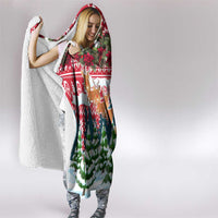 Guinea Bissau Christmas Hooded Blanket with Santa Sleigh Reindeer Forest and National Flag Design - Wonder Print Shop