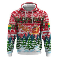Guinea Bissau Christmas Hoodie with Santa Sleigh Reindeer Forest and National Flag Design - Wonder Print Shop