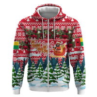 Guinea Bissau Christmas Hoodie with Santa Sleigh Reindeer Forest and National Flag Design - Wonder Print Shop