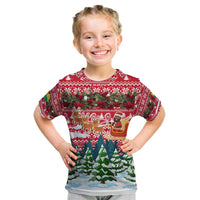 Guinea Bissau Christmas Kid T Shirt with Santa Sleigh Reindeer Forest and National Flag Design - Wonder Print Shop