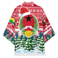 Guinea Bissau Christmas Kimono with Santa Sleigh Reindeer Forest and National Flag Design - Wonder Print Shop