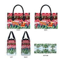 Guinea Bissau Christmas Leather Bag with Santa Sleigh Reindeer Forest and National Flag Design - Wonder Print Shop