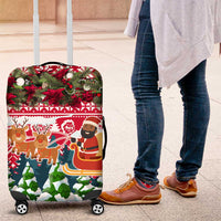 Guinea Bissau Christmas Luggage Cover with Santa Sleigh Reindeer Forest and National Flag Design - Wonder Print Shop