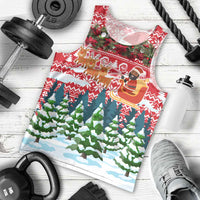 Guinea Bissau Christmas Men Tank Top with Santa Sleigh Reindeer Forest and National Flag Design - Wonder Print Shop