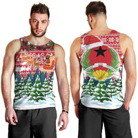 Guinea Bissau Christmas Men Tank Top with Santa Sleigh Reindeer Forest and National Flag Design - Wonder Print Shop