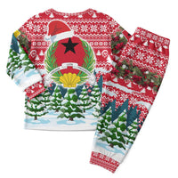 Guinea Bissau Christmas Pajama Set with Santa Sleigh Reindeer Forest and National Flag Design - Wonder Print Shop